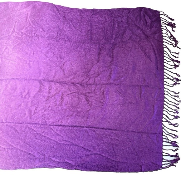 Pashmina Shawl Wrap Cashmere Silk Scarf in Purple/Lavender 26in x 75 in - Picture 8 of 16